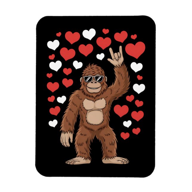 Bigfoot Valentinstag Funny Hearts Sasquatch Magnet (Vertikal)
