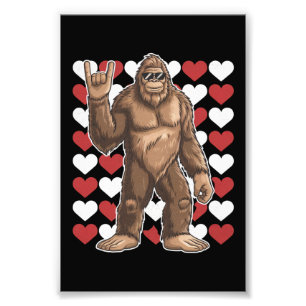 Bigfoot Valentinstag Lustige Herzen Sasquatch Lieb Fotodruck