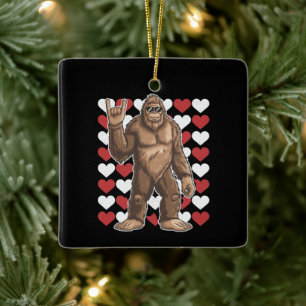 Bigfoot Valentinstag Lustige Herzen Sasquatch Lieb Keramikornament