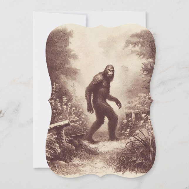 Bigfoot Vintag Illustration Folklore-Flachkarte (Vorderseite)