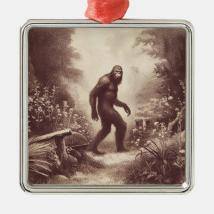 Bigfoot Vintage-Illustration Folklore Ornament Aus Metall
