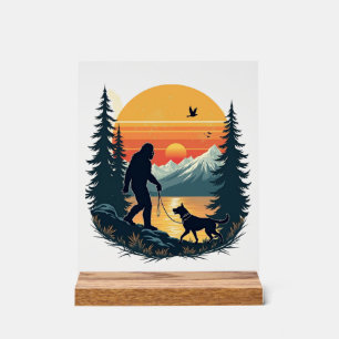 Bigfoot Vintage Marche Chien Montagne Coucher de s