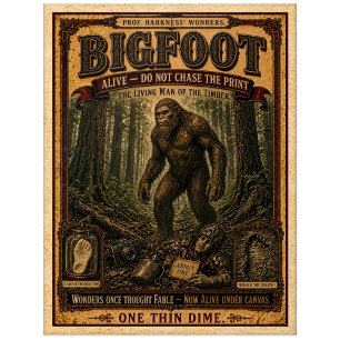 Bigfoot, Vintage Zirkusmonster Postkarte