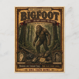 Bigfoot, Vintage Zirkusmonster Postkarte