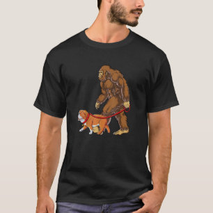 Bigfoot Walking French Bulldog Funny Sasquatch Gif T-Shirt