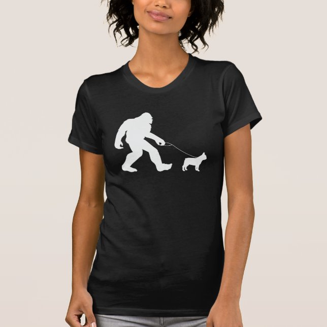 Bigfoot Walking French Bulldog T-Shirt (Vorderseite)