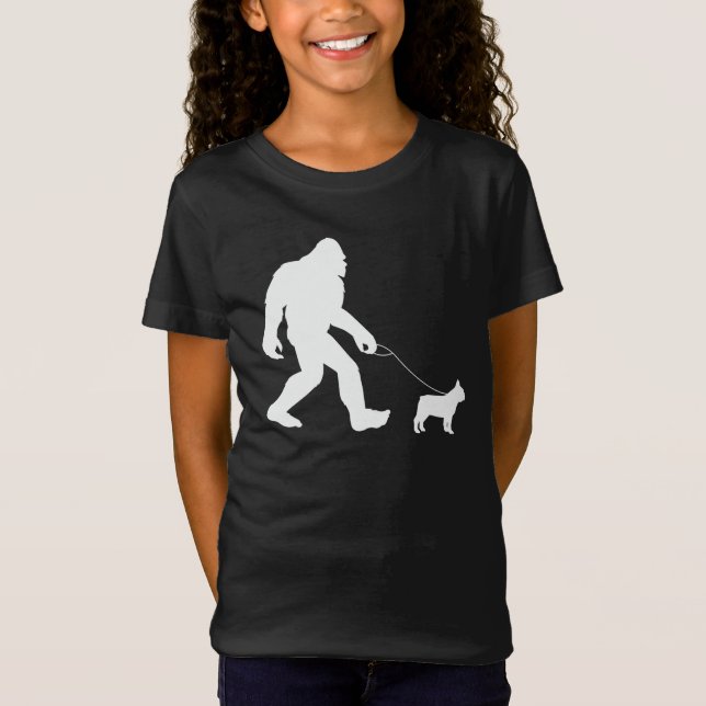 Bigfoot Walking French Bulldog T-Shirt (Vorderseite)