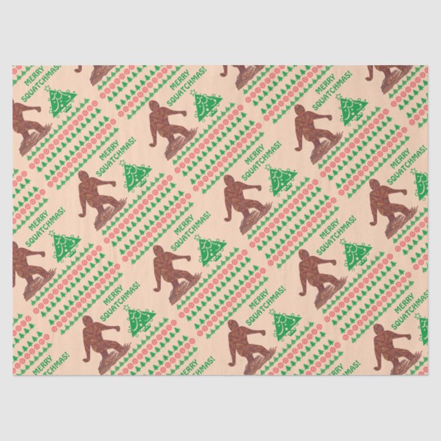 Bigfoot Walking Funny Christmas Holiday Print Seidenpapier (Vorderseite)