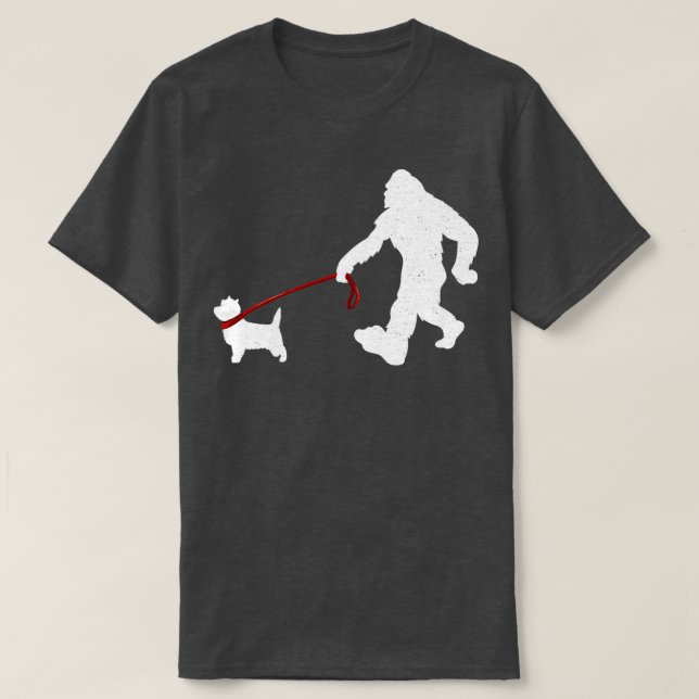 Bigfoot Walking mit Cairn Terrier Dog Funny Bigfo T-Shirt (Design vorne)