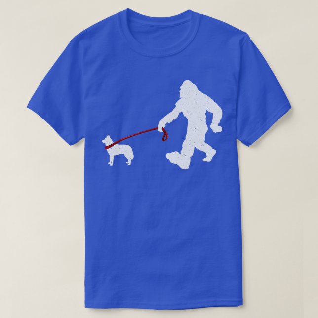 Bigfoot Walking mit dem sibirischen Husky Dog Funn T-Shirt (Design vorne)