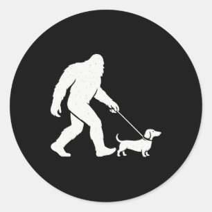 Bigfoot Wandern Dackel Funny Dackel Dog Vater Runder Aufkleber
