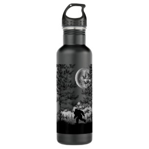 Bigfoot Wandern im Forest Moon Night Sky Sasqu Edelstahlflasche