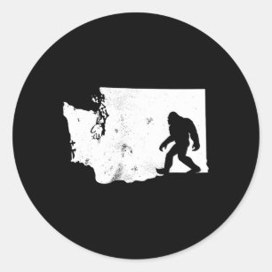 Bigfoot Washington Staat Map Sasquatch Men Women G Runder Aufkleber