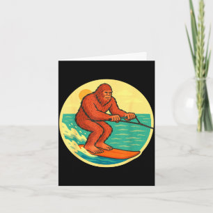 Bigfoot-Wasserski fahren Vintage-Cryptid-Strandgra Karte