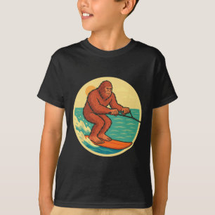 Bigfoot Wasserski Vintage Cryptid Beach Grafik T-Shirt
