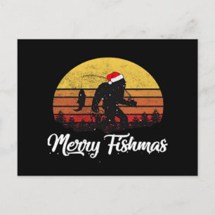 Bigfoot Weihnachten Santa Hut Fröhliche Fishmas Vi Postkarte