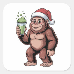 Bigfoot Weihnachten Sasquatch Matcha Liebhaber  Quadratischer Aufkleber