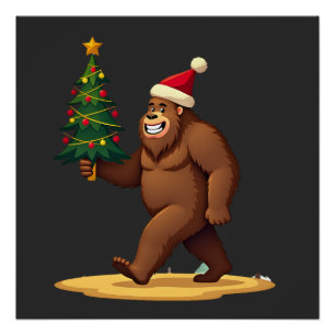 Bigfoot-Weihnachtsbaum-Santa-Hut (1) Poster