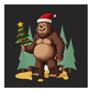 Bigfoot-Weihnachtsbaum-Santa-Hut (3) Poster