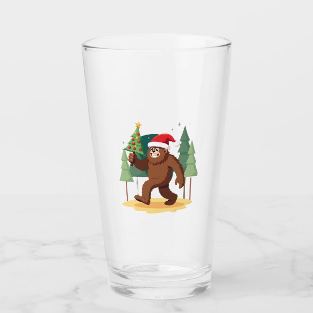 Bigfoot-Weihnachtsbaum-Santa-Hut (4) Glas (Vorderseite)