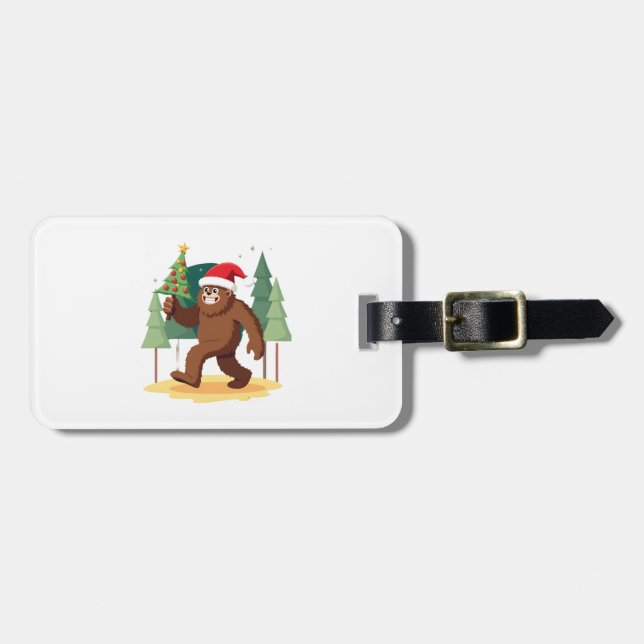 Bigfoot-Weihnachtsbaum-Santa-Mütze (4) Gepäckanhänger (Vorderseite horizontal)