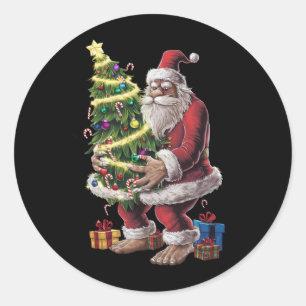 Bigfoot-Weihnachtsbaumlichter Xmas Sasquatch-Fan Runder Aufkleber