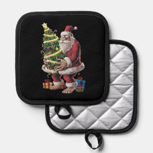Bigfoot-Weihnachtsbaumlichter Xmas Sasquatch-Fan Topflappen