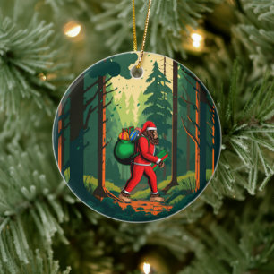 Bigfoot Weihnachtsmann-Geschenksack Keramik Ornament