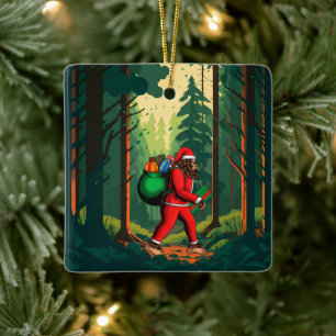 Bigfoot Weihnachtsmann-Geschenksack Keramikornament