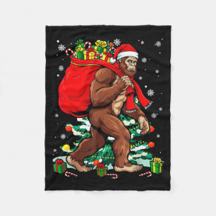 Bigfoot Weihnachtsmann trägt Weihnachtstasche Xmas Fleecedecke