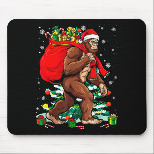 Bigfoot Weihnachtsmann trägt Weihnachtstasche Xmas Mousepad