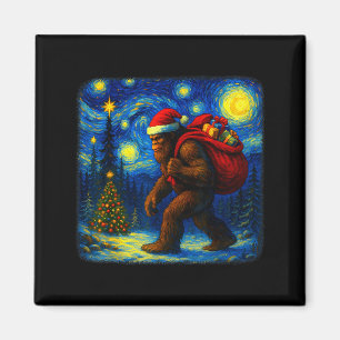 Bigfoot Weihnachtsmann Weihnachten Sternen Nacht S Magnet
