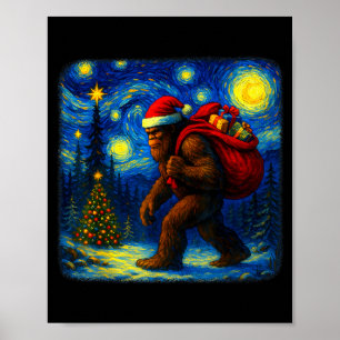 Bigfoot Weihnachtsmann Weihnachten Sternennacht Sa Poster