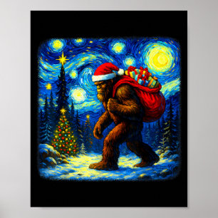 Bigfoot Weihnachtsmann Weihnachten Sternennacht Sa Poster