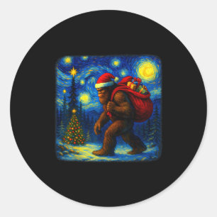 Bigfoot Weihnachtsmann Weihnachts- Sternennacht Sa Runder Aufkleber