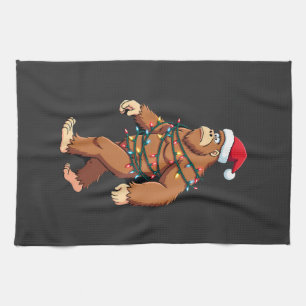 Bigfoot Weihnachtsmann Weihnachtsbaum Lichter Xmas Geschirrtuch