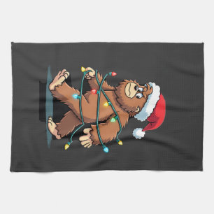 Bigfoot Weihnachtsmann Weihnachtsbaum Lichter Xmas Geschirrtuch