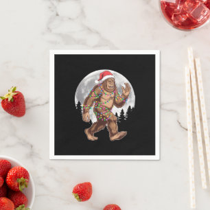 Bigfoot Weihnachtsmann Weihnachtsbaum Lichter Xmas Serviette