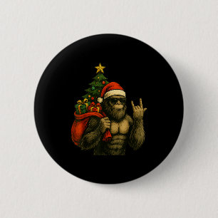 Bigfoot Weihnachtsmann Weihnachtsbaum Rock On Lust Button