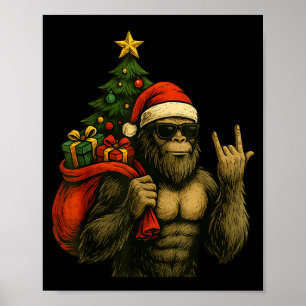 Bigfoot Weihnachtsmann Weihnachtsbaum Rock On Lust Poster