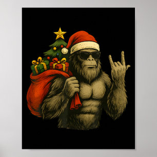 Bigfoot Weihnachtsmann Weihnachtsbaum Rock On Lust Poster