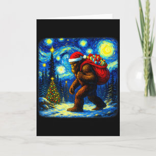 Bigfoot Weihnachtsmann Weihnachtsstern Nacht Sasqu Karte