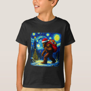 Bigfoot Weihnachtsmann Weihnachtsstern Nacht Sasqu T-Shirt