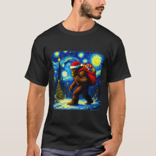 Bigfoot Weihnachtsmann Weihnachtsstern Nacht Sasqu T-Shirt