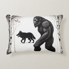 Bigfoot, Wolf und Birkenwald Dekokissen