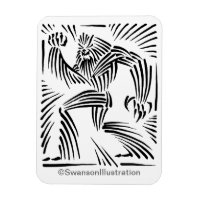 Bigfoot Woodcut Graphic Magnet
