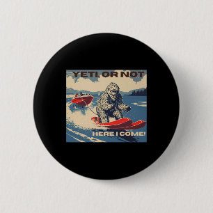 Bigfoot, Yeti auf Wasserskiern, Wasserskilaufen Button