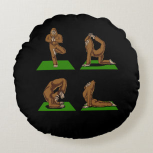 Bigfoot Zen Yoga Posen Funny Fantasy Rundes Kissen