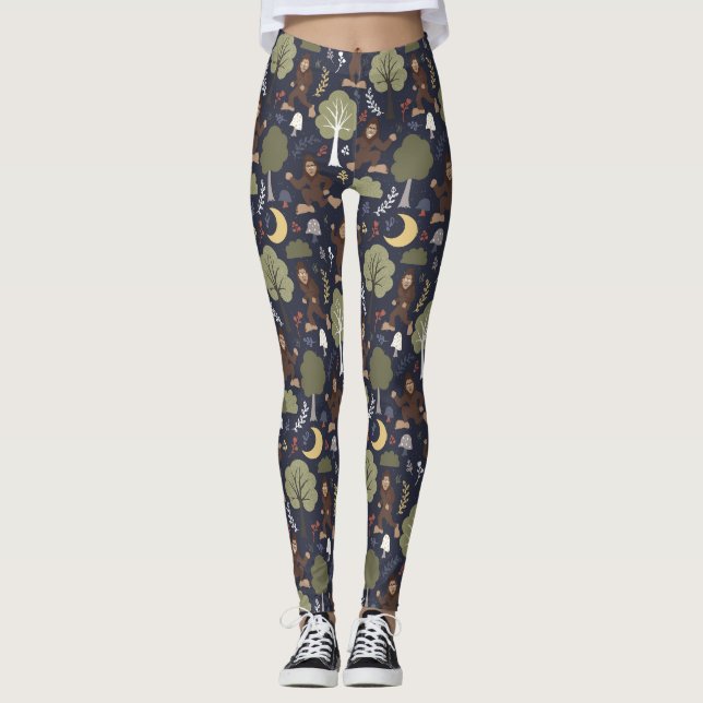 Bigfoots Mitternachtswaldabenteuer Leggings (Vorderseite)