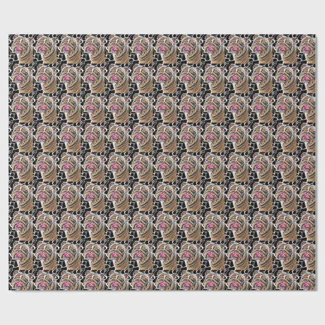Biggie das Bulldog Animal Gram Wrapping Paper Geschenkpapier (Flach)